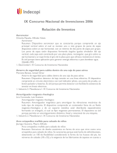IX Concurso Nacional de Invenciones 2006 Relación de