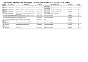 Oferta de plazas de Centros Públicos y Privados de la Comunidad