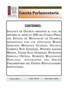 CONTENIDO: - Congreso del Estado de Michoacán