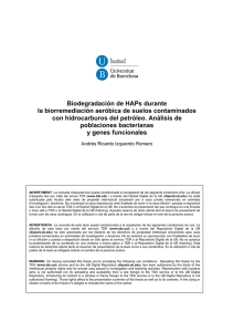 Biodegradación de HAPs durante la biorremediación aeróbica de