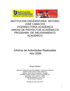 informe de las actividades realizadas en el período enero – julio 2009