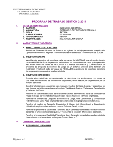 Plan de Trabajo SISTEMAS ELÉCTRICOS DE POTENCIA II . ELT
