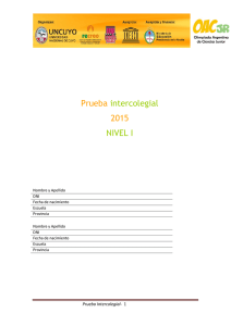 Prueba intercolegial 2015 NIVEL I