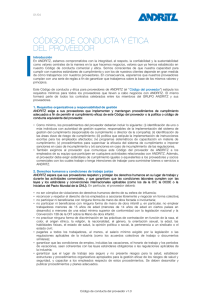 Supplier Code of Conduct and Ethics, spanish