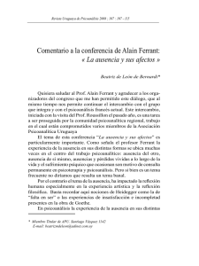 Comentario a la conferencia de Alain Ferrant: « La ausencia y sus
