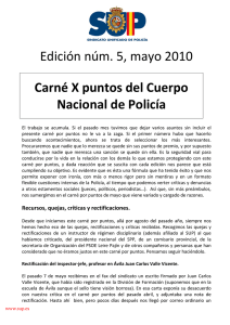 Edición núm. 5, mayo 2010 Carné X puntos del Cuerpo Nacional de