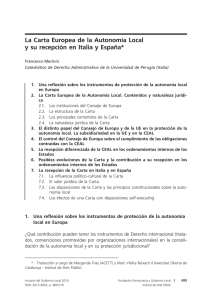 La Carta Europea de la Autonomía Local y su recepción en Italia y