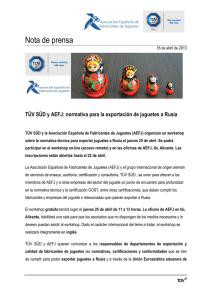 TÜV SÜD y AEFJ: normativa para la exportación de juguetes a Rusia