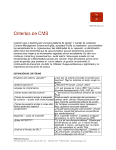 Criterios de CMS (sistemas de gestión de contenido)
