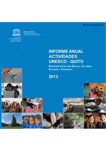 actividades Oficina Unesco-Quito, Representación para
