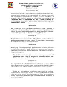 Resolución Nº 021-2015 COMUNICADO PÚBLICO INSTITUCIONAL