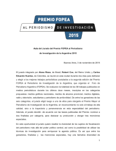 acta investigaciones periodísticas - Premio FOPEA al Periodismo de