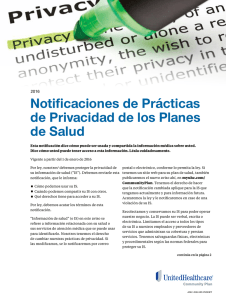 Notificaciones de Prácticas de Privacidad de los Planes de Salud