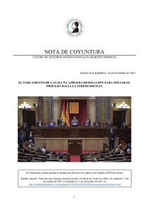El Parlamento de Cataluña aprueba resolución para iniciar
