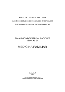 plan unico de especializaciones medicas en medicina familiar