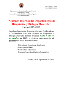 Alumnos Internos del Departamento de Bioquímica y Biología