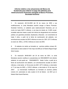 Informe relativo a las actuaciones del Banco de Guatemala para