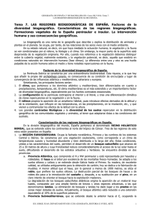 Tema 7. LAS REGIONES BIOGEOGRÁFICAS DE ESPAÑA. Factores