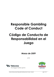 Responsible Gambling Code of Conduct Código