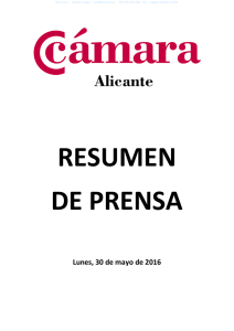 Lunes, 30 de mayo de 2016 - Cámara de comercio Alicante