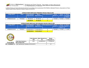 OPERACIONES MERCADO PRIMARIO DEUDA PUBLICA BS