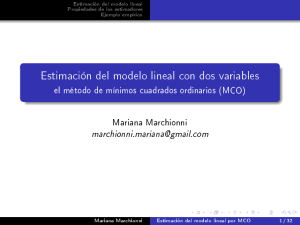 Estimación del modelo lineal con dos variables