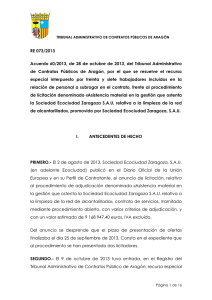 RE 073/2013 Acuerdo 60/2013, de 28 de octubre de 2013, del