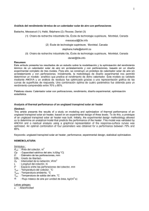 Análisis del rendimiento térmico de un calentador solar de aire con