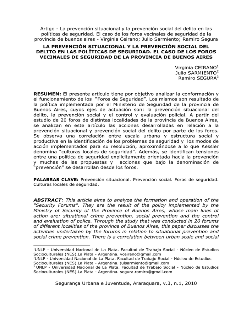 La Prevención Situacional Y La Prevención Social Del Delito En Las