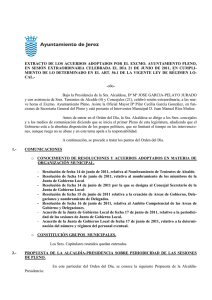 extracto de los acuerdos adoptados por el excmo. ayuntamiento