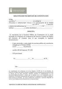 Solicitud de Inscripción de Constitución de Sociedades Cooperativas