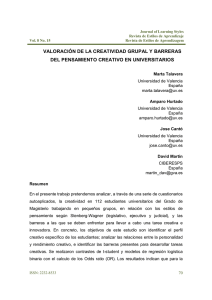 valoración de la creatividad grupal y barreras del