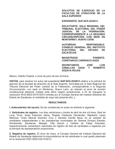 SUP-SFA-22-2013 - Instituto Electoral del Estado de Zacatecas