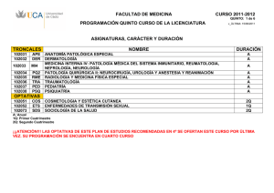 Horario de 5º de la Licenciatura