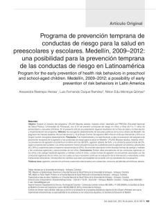 Programa de prevención temprana de conductas de riesgo