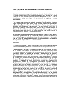 Valor Agregado de la Auditoría Interna a la Gestión Empresarial