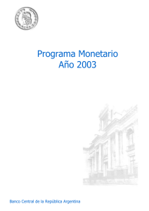 Programa Monetario Año 2003 - del Banco Central de la República