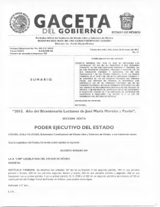 Publicado en la Gaceta del Gobierno el 26 de enero de 2015