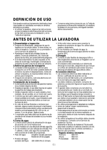 DEFINICIÓN DE USO ANTES DE UTILIZAR LA LAVADORA