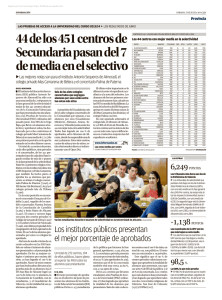 44 de los 451 centros de Secundaria pasan del 7 de media en el