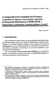 La integración de los municípios de Ia Frontera Argentino