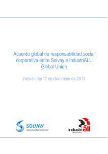 Acuerdo global de responsabilidad social corporativa entre Solvay e