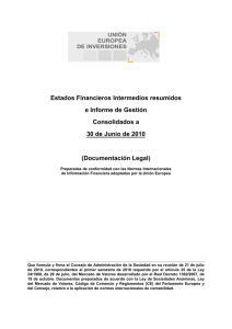 Estados Financieros Intermedios resumidos e Informe de Gestión