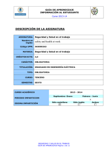 DESCRIPCIÓN DE LA ASIGNATURA safety and health at work