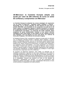 UE  Mercosur: la Comisión Europea adopta una ayuda por valor de