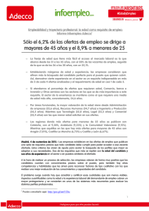 NdP Sólo el 6,2% de las ofertas de empleo se dirige a mayores de