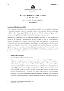 Dictamen sobre el Fondo de Garantía de Depósitos (CON/2013/25)