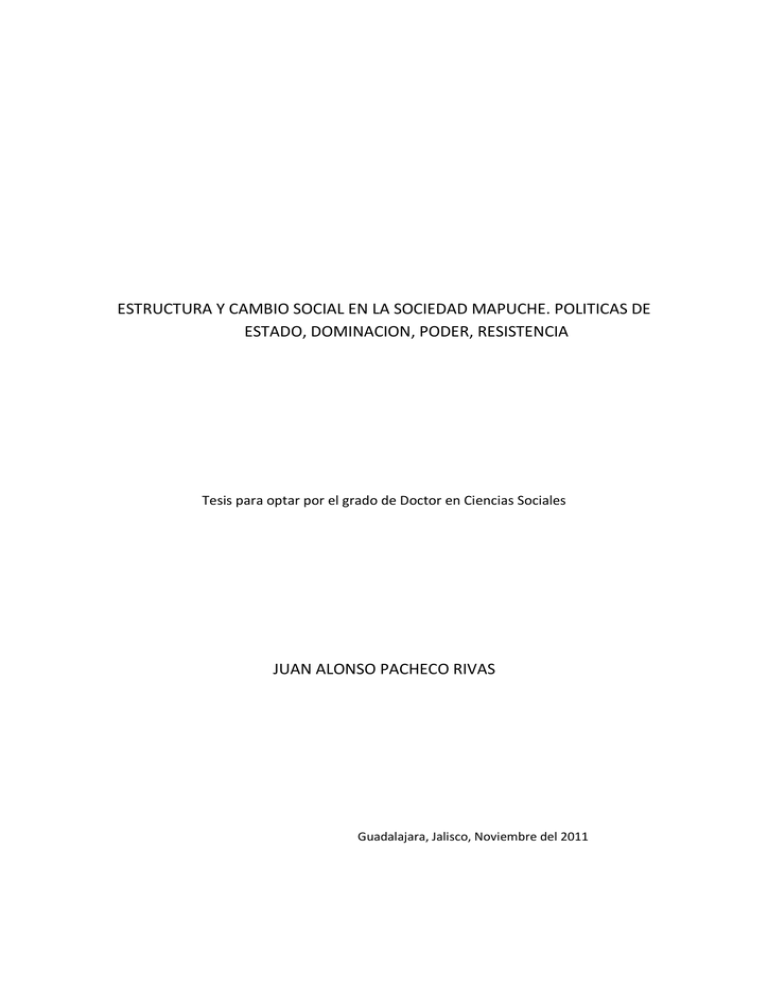 ESTRUCTURA Y CAMBIO SOCIAL EN LA SOCIEDAD MAPUCHE