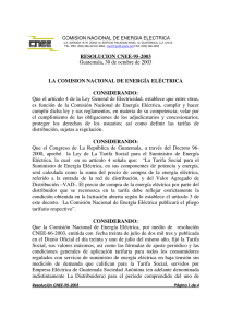 RESOLUCION CNEE-95-2003 Guatemala, 30 de octubre de 2003