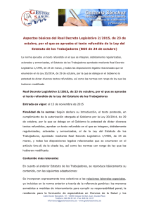 Aspectos básicos del Real Decreto Legislativo 2/2015, de 23 de